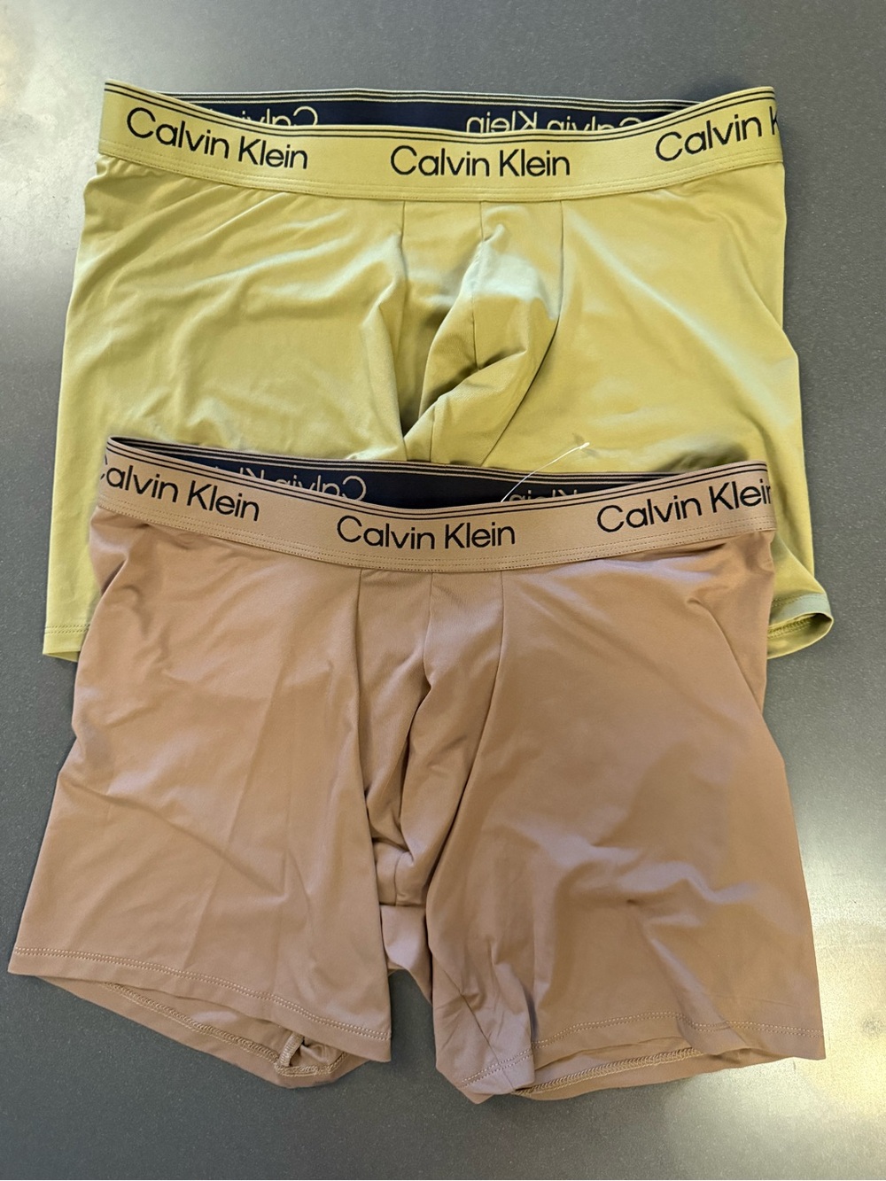 New Calvin Klein Men’s Stretch Boxer Briefs - Olive & Tan. Microfiber.